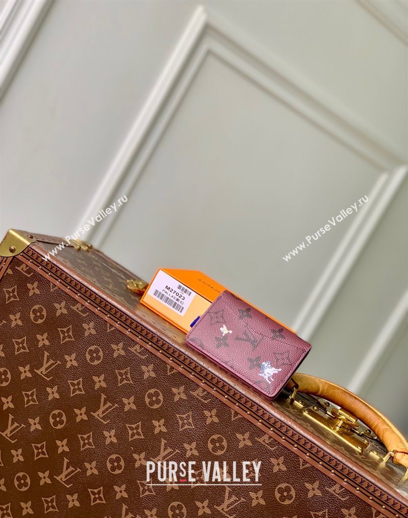 Louis Vuitton Pocket Organizer Wallet in Monogram Forest Canvas Burgundy 2025 M27021 (KI-251126081)