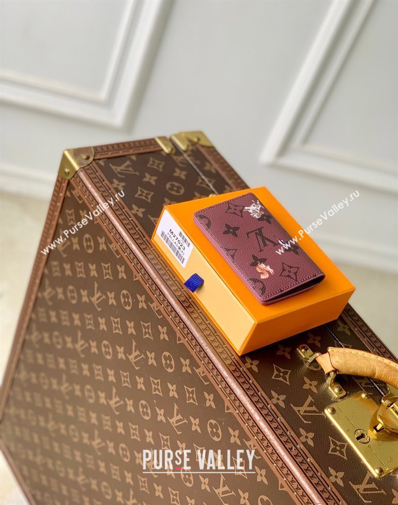 Louis Vuitton Pocket Organizer Wallet in Monogram Forest Canvas Burgundy 2025 M27021 (KI-251126081)
