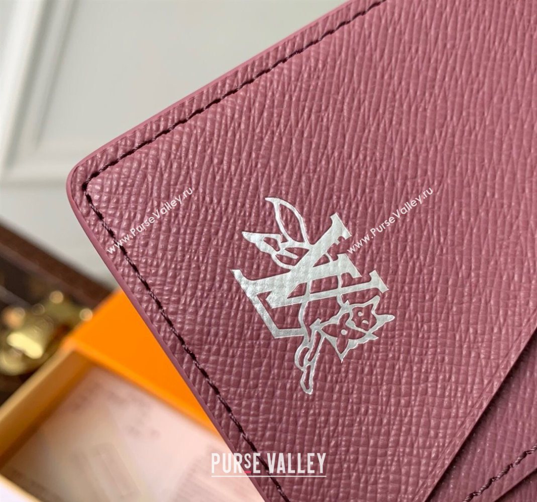 Louis Vuitton Pocket Organizer Wallet in Monogram Forest Canvas Burgundy 2025 M27021 (KI-251126081)