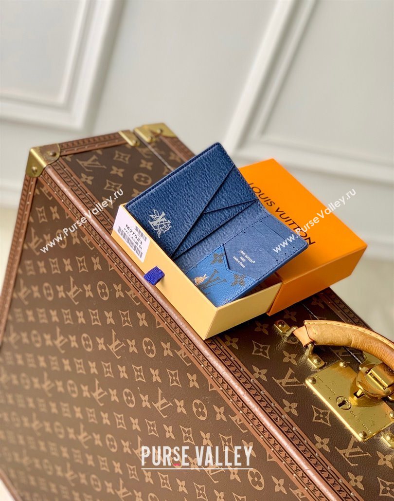 Louis Vuitton Pocket Organizer Wallet in Monogram Forest Canvas Navy Blue 2025 M26979 (KI-251126082)