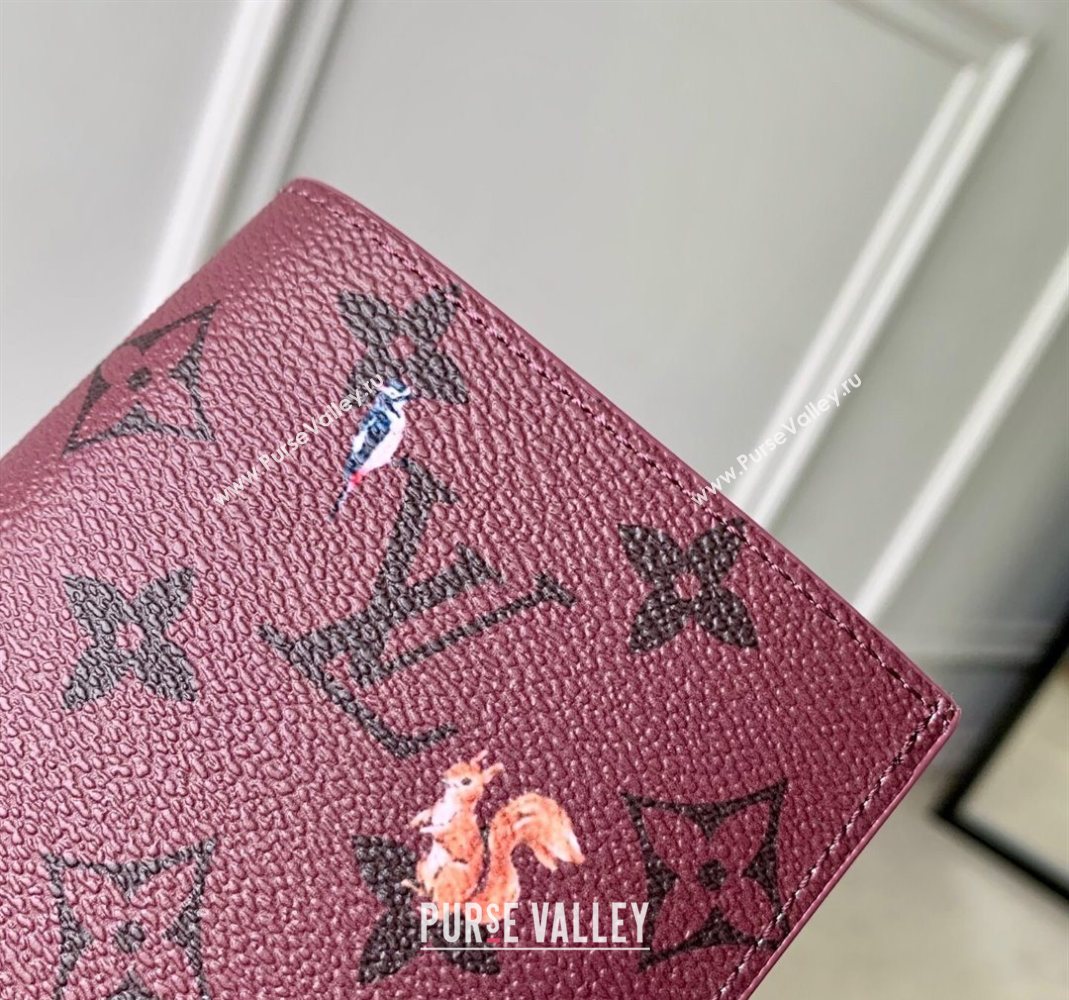 Louis Vuitton Passport Cover in Monogram Forest Canvas Burgundy 2025 M27099 (KI-251126087)
