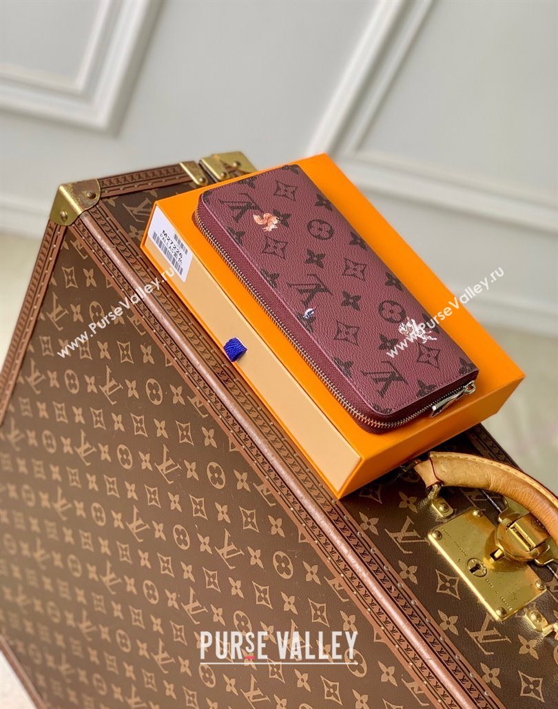 Louis Vuitton Zippy Horizontal Wallet in Monogram Forest Canvas Burgundy 2025 M27226 (KI-251126090)