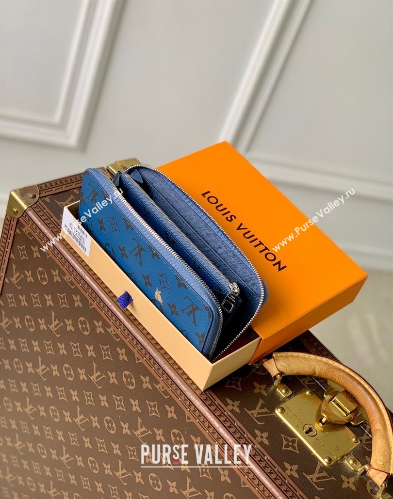Louis Vuitton Zippy Horizontal Wallet in Monogram Forest Canvas Blue 2025 M27226 (KI-251126091)