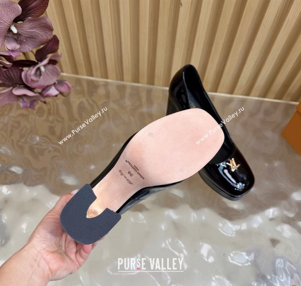Louis Vuitton Swing Platform Pumps 11cm in Patent Leather Black/Gold 2025 1AIDF8 (MD-251219050)