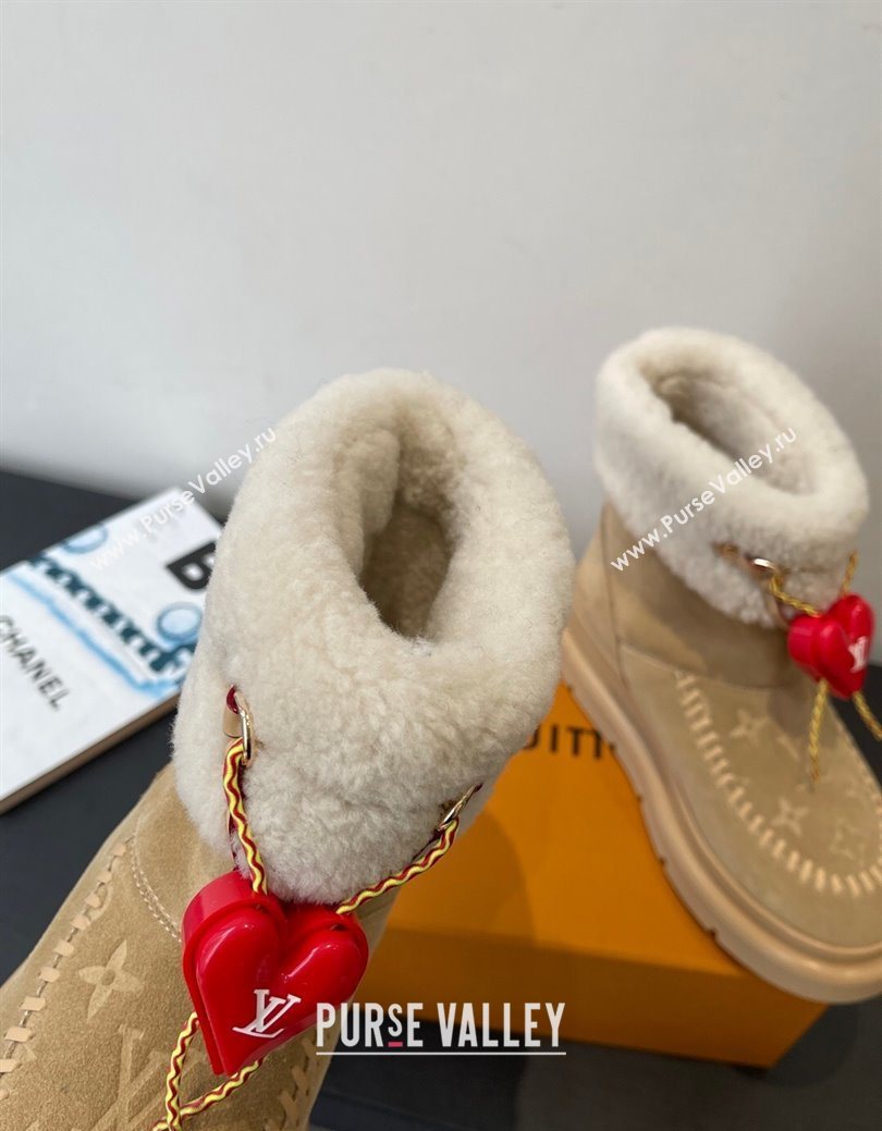 Louis Vuitton Cortina Platform Ankle Boots in Suede and Wool Beige 2025 1AIUEY (MD-251219065)