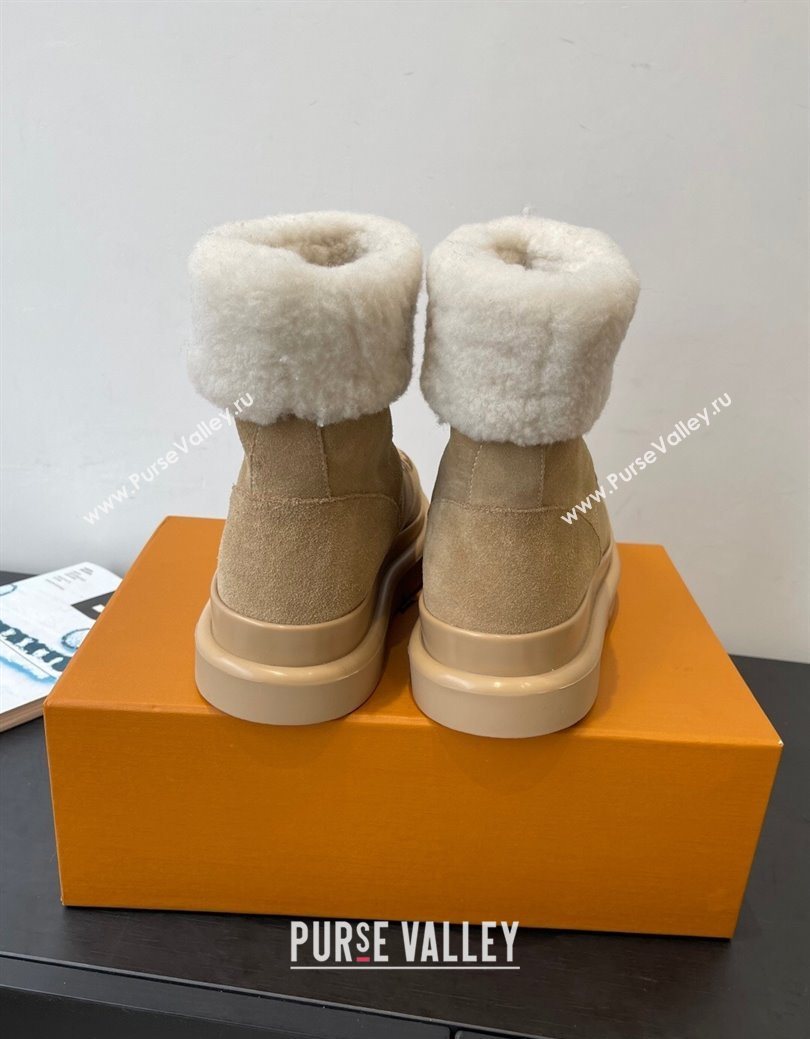 Louis Vuitton Cortina Platform Ankle Boots in Suede and Wool Beige 2025 1AIUEY (MD-251219065)