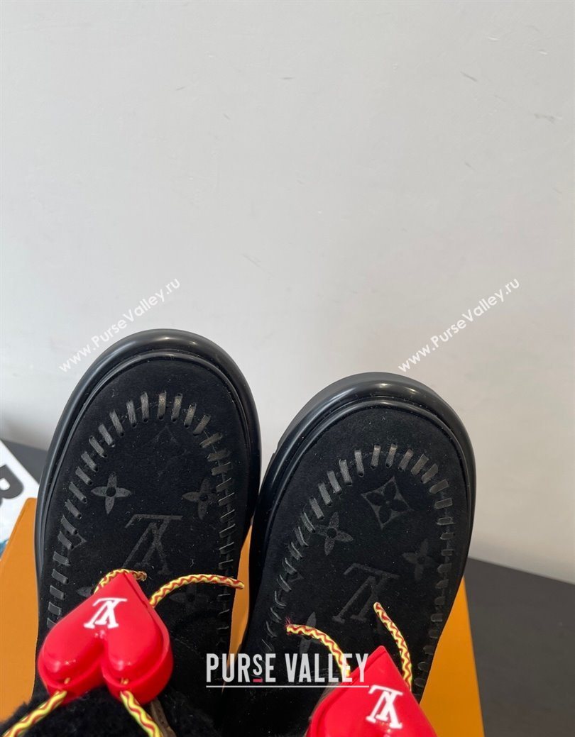 Louis Vuitton Cortina Platform Ankle Boots in Suede and Wool Black 2025 1AIUEY (MD-251219066)