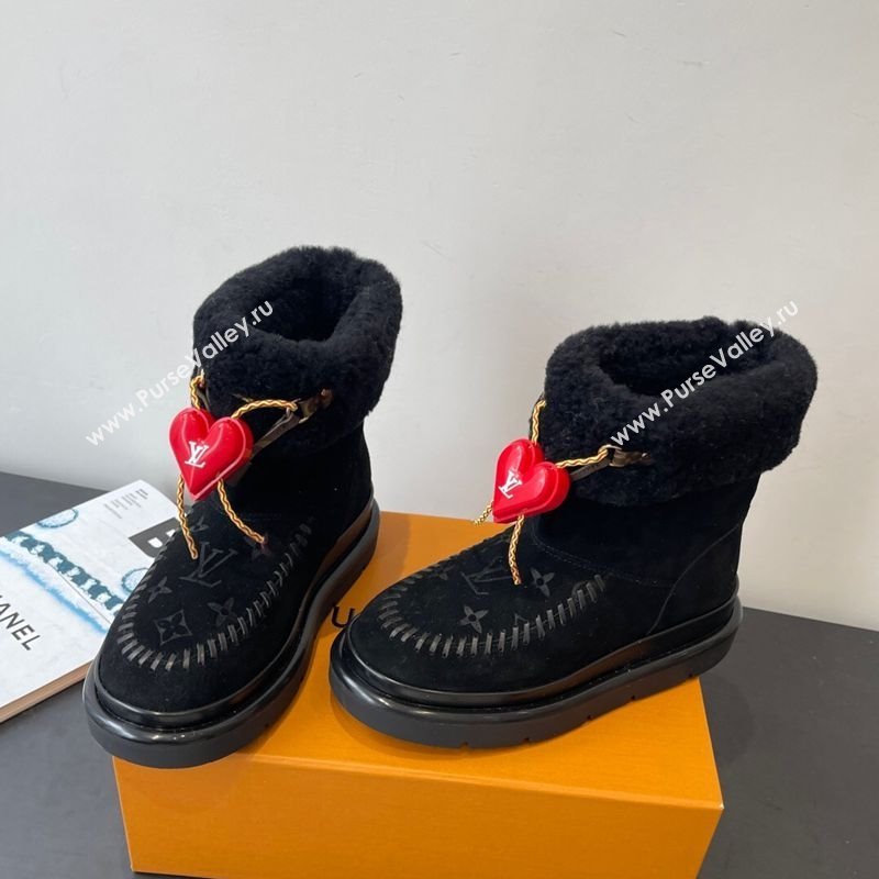 Louis Vuitton Cortina Platform Ankle Boots in Suede and Wool Black 2025 1AIUEY (MD-251219066)