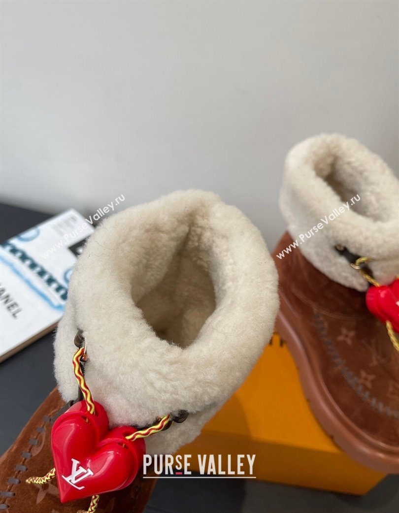 Louis Vuitton Cortina Platform Ankle Boots in Suede and Wool Brown 2025 1AIUEY (MD-251219067)