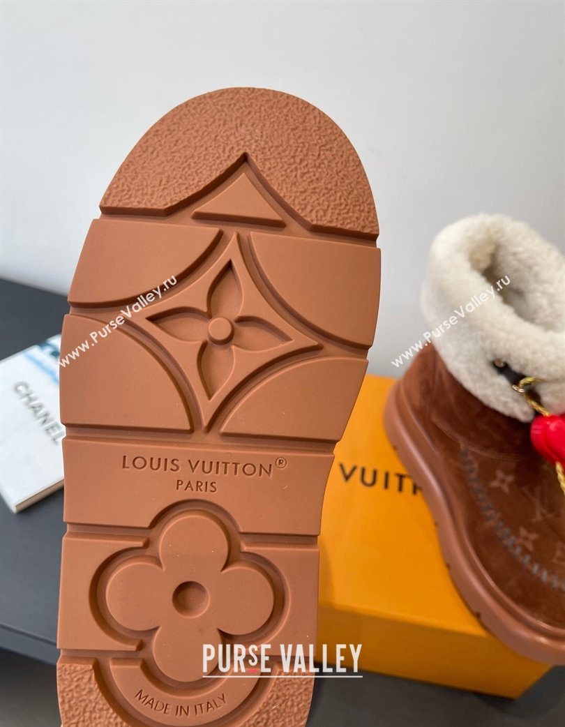 Louis Vuitton Cortina Platform Ankle Boots in Suede and Wool Brown 2025 1AIUEY (MD-251219067)