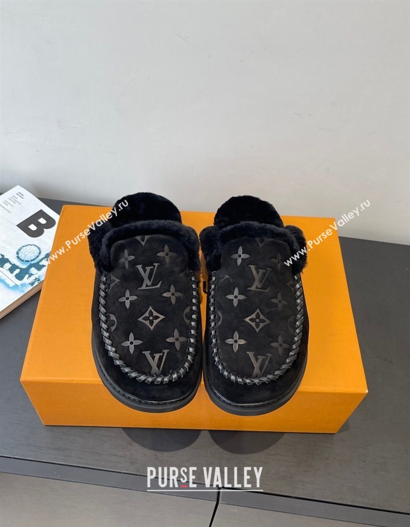 Louis Vuitton Colorado Closed Mules in Wool and Suede Black 2025 1AITH8 (MD-251219093)