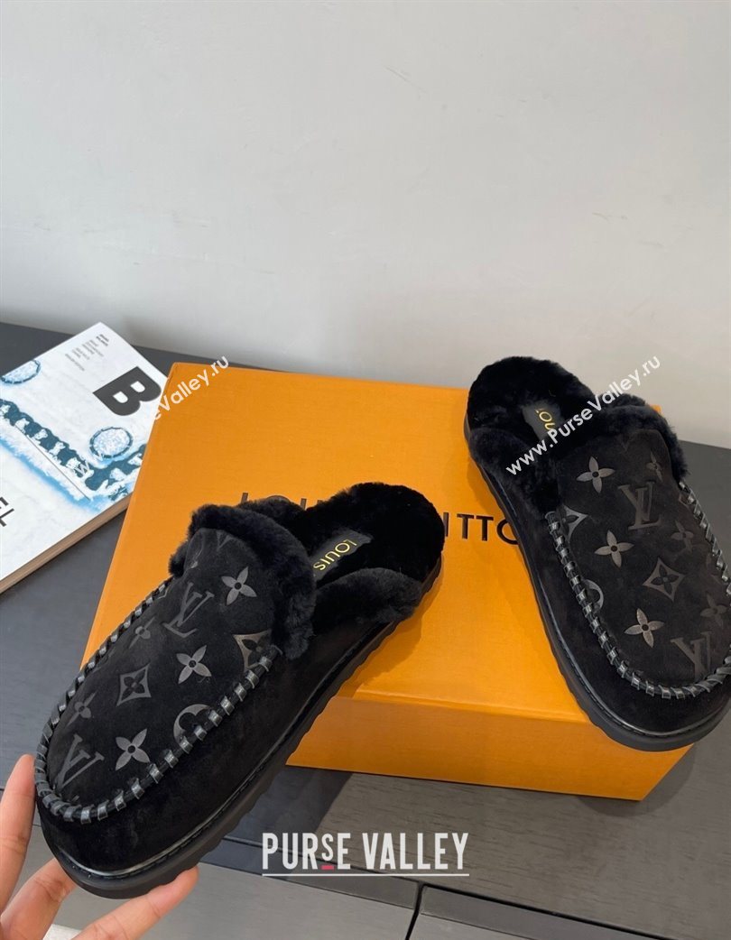Louis Vuitton Colorado Closed Mules in Wool and Suede Black 2025 1AITH8 (MD-251219093)