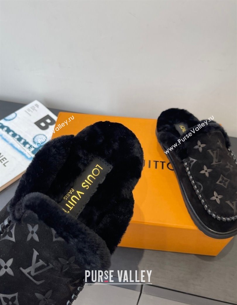 Louis Vuitton Colorado Closed Mules in Wool and Suede Black 2025 1AITH8 (MD-251219093)