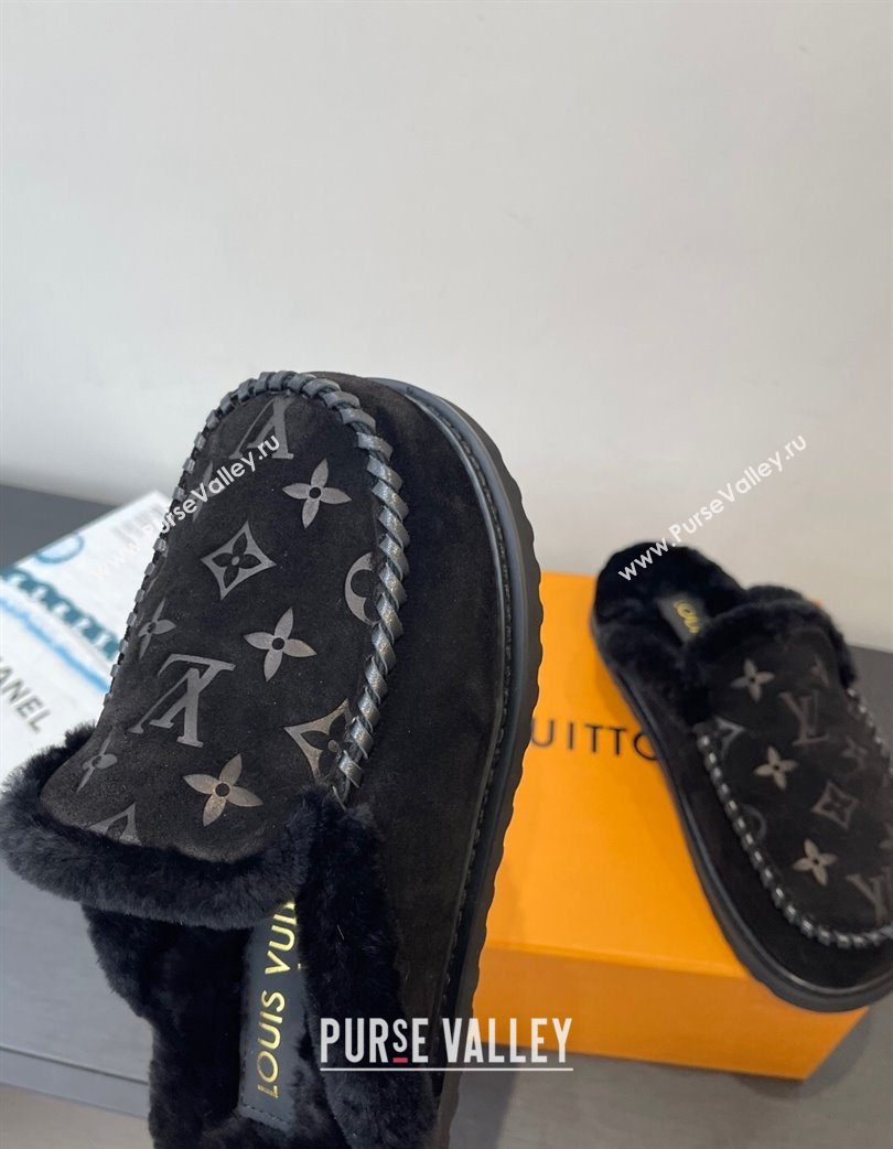 Louis Vuitton Colorado Closed Mules in Wool and Suede Black 2025 1AITH8 (MD-251219093)