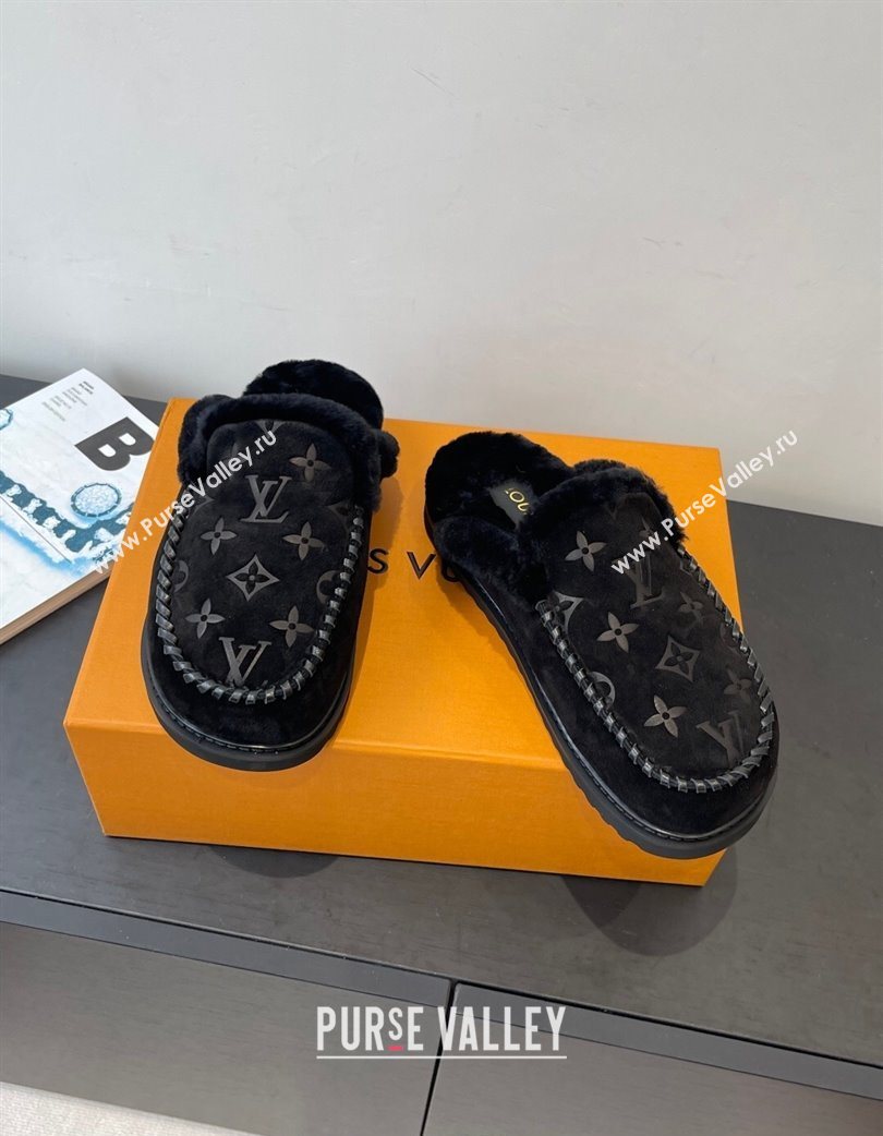 Louis Vuitton Colorado Closed Mules in Wool and Suede Black 2025 1AITH8 (MD-251219093)