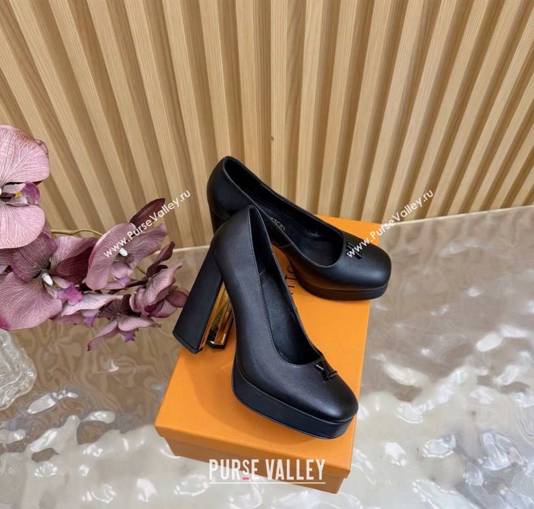 Louis Vuitton Swing Platform Pumps 11cm in Calf Leather All Black 2025 1AIDF8 (MD-251219052)