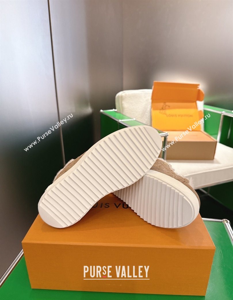 Louis Vuitton Time Out Sneakers in Monogram Embroidered Suede Light Brown 2025 1AIDIC (MD-251219095)