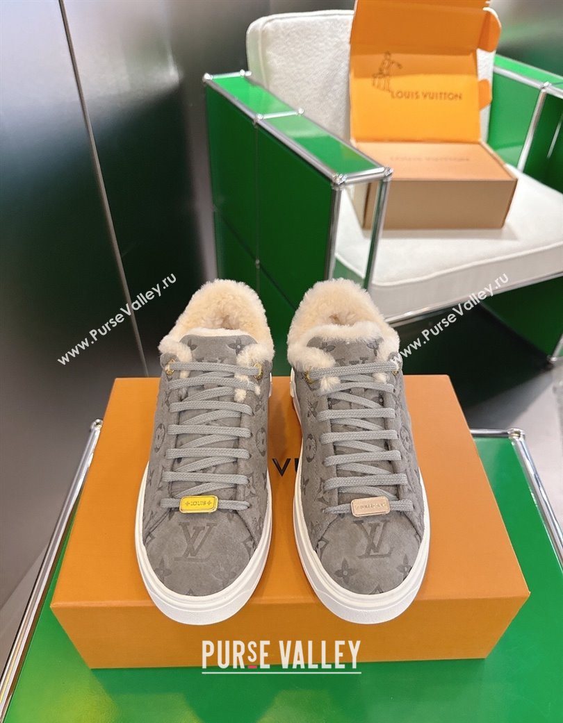 Louis Vuitton Time Out Sneakers in Monogram Suede Grey 2025 1AIDIC (MD-251219096)