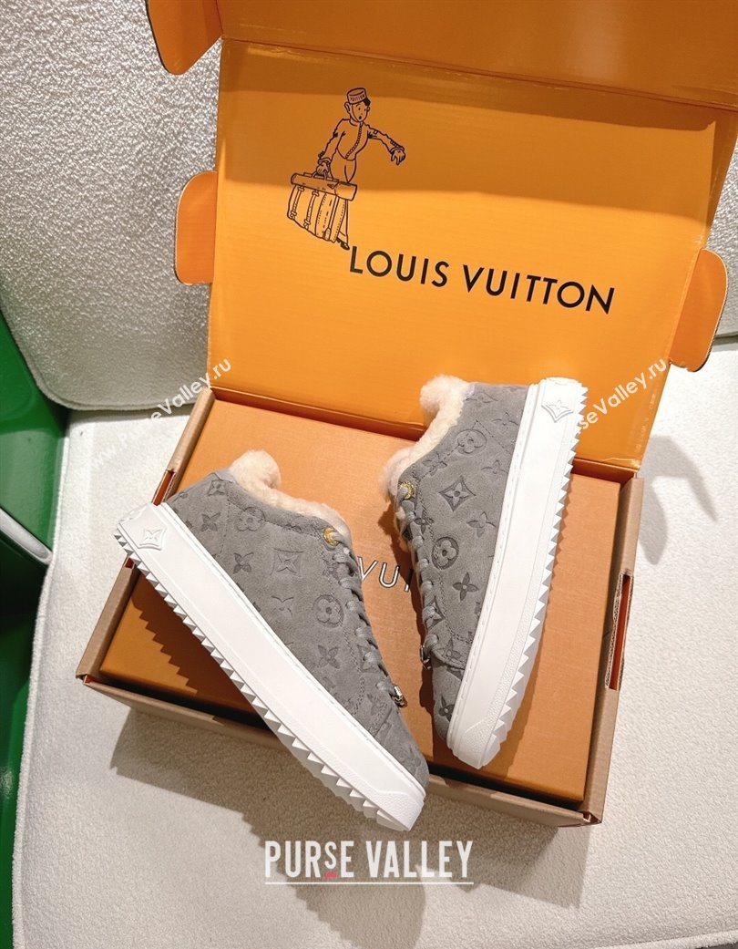 Louis Vuitton Time Out Sneakers in Monogram Suede Grey 2025 1AIDIC (MD-251219096)