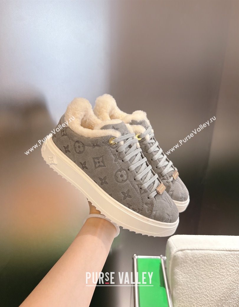 Louis Vuitton Time Out Sneakers in Monogram Suede Grey 2025 1AIDIC (MD-251219096)