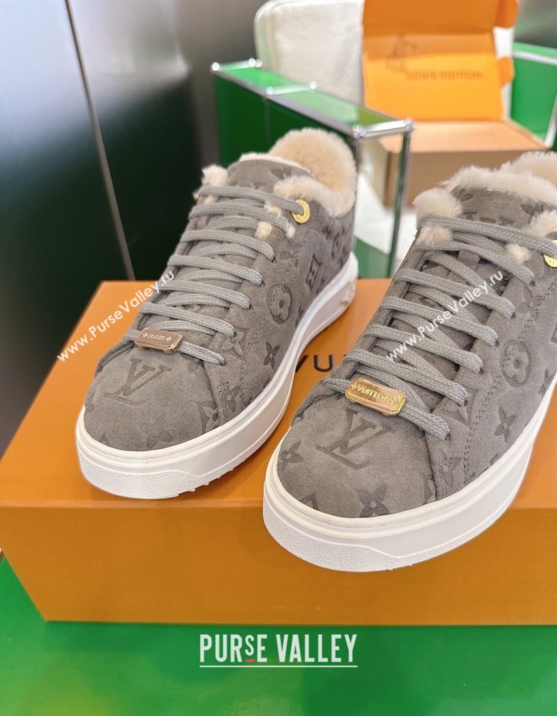 Louis Vuitton Time Out Sneakers in Monogram Suede Grey 2025 1AIDIC (MD-251219096)