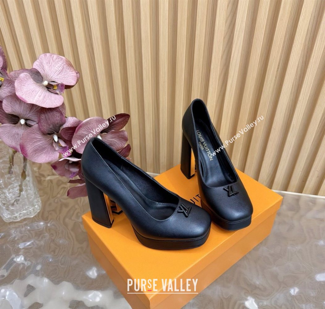 Louis Vuitton Swing Platform Pumps 11cm in Calf Leather All Black 2025 1AIDF8 (MD-251219052)