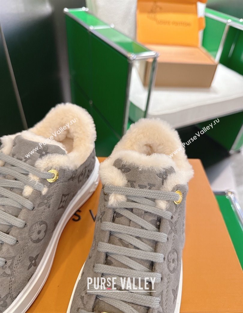 Louis Vuitton Time Out Sneakers in Monogram Suede Grey 2025 1AIDIC (MD-251219096)