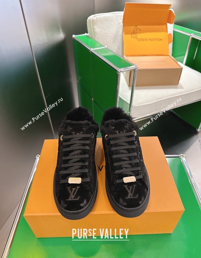Louis Vuitton Time Out Sneakers in Monogram Embossed Suede Black 2025 1AIDIC (MD-251219097)