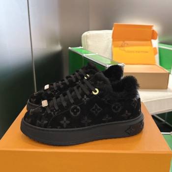 Louis Vuitton Time Out Sneakers in Monogram Embossed Suede Black 2025 1AIDIC (MD-251219097)
