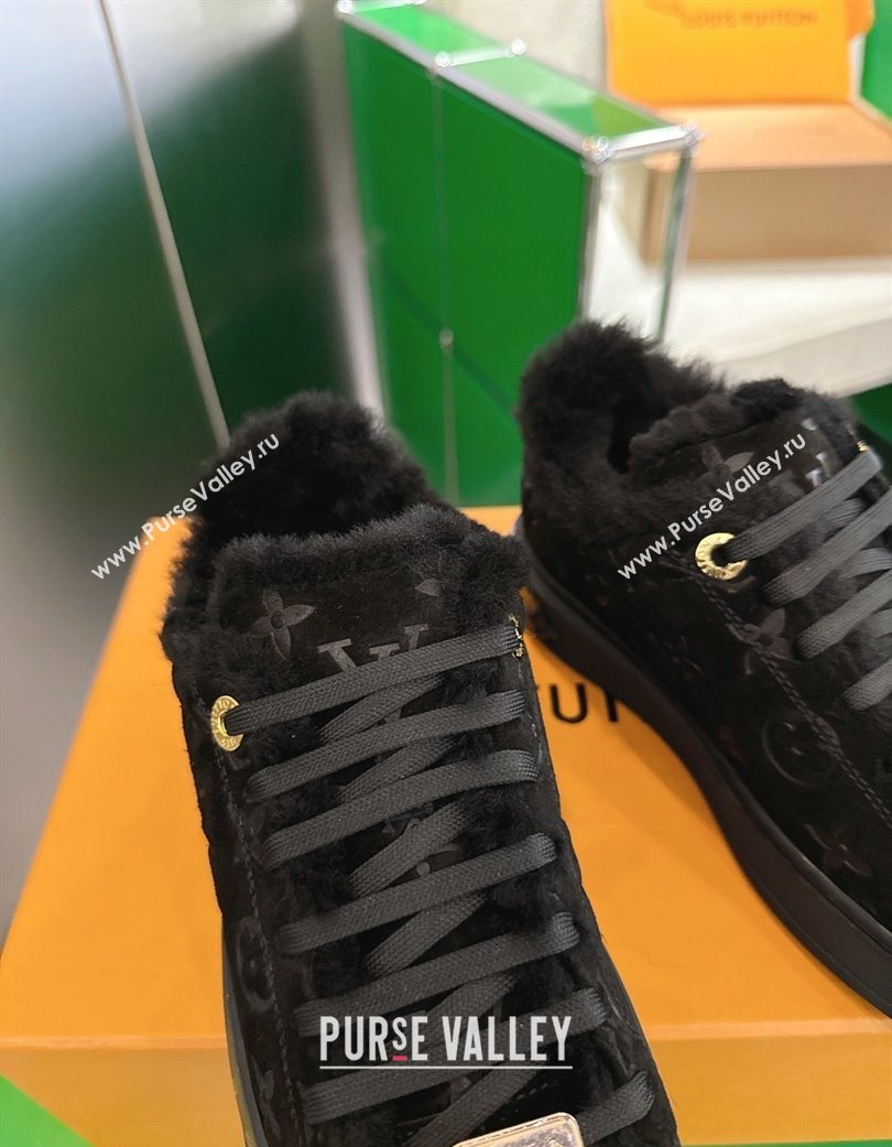 Louis Vuitton Time Out Sneakers in Monogram Embossed Suede Black 2025 1AIDIC (MD-251219097)