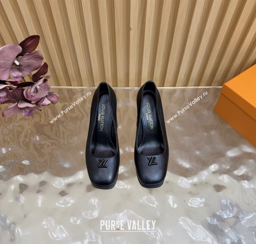 Louis Vuitton Swing Platform Pumps 11cm in Calf Leather All Black 2025 1AIDF8 (MD-251219052)