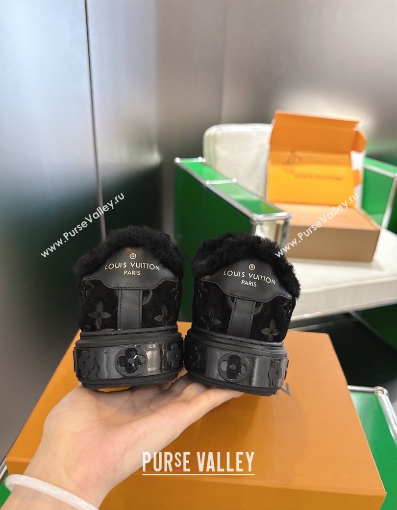 Louis Vuitton Time Out Sneakers in Monogram Embossed Suede Black 2025 1AIDIC (MD-251219097)