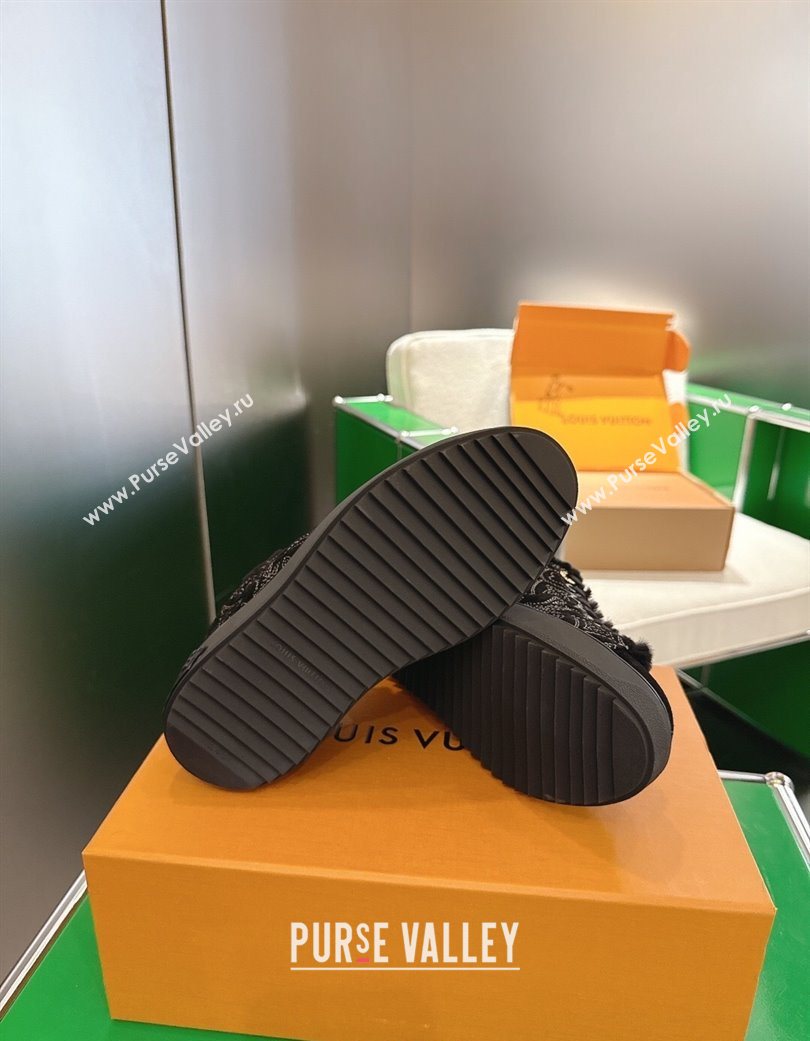 Louis Vuitton Time Out Sneakers in Monogram Embroidered Suede Black 2025 1AIDIC (MD-251219099)