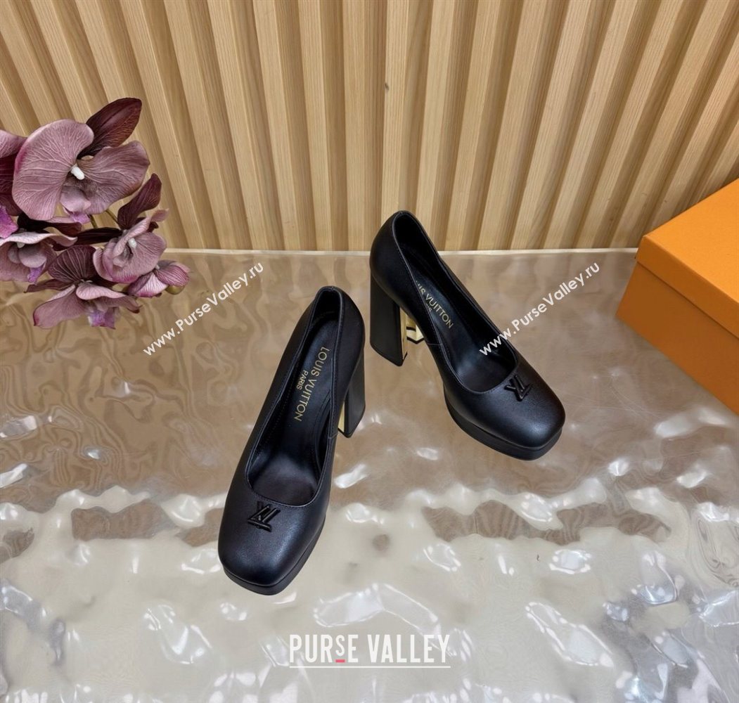 Louis Vuitton Swing Platform Pumps 11cm in Calf Leather All Black 2025 1AIDF8 (MD-251219052)