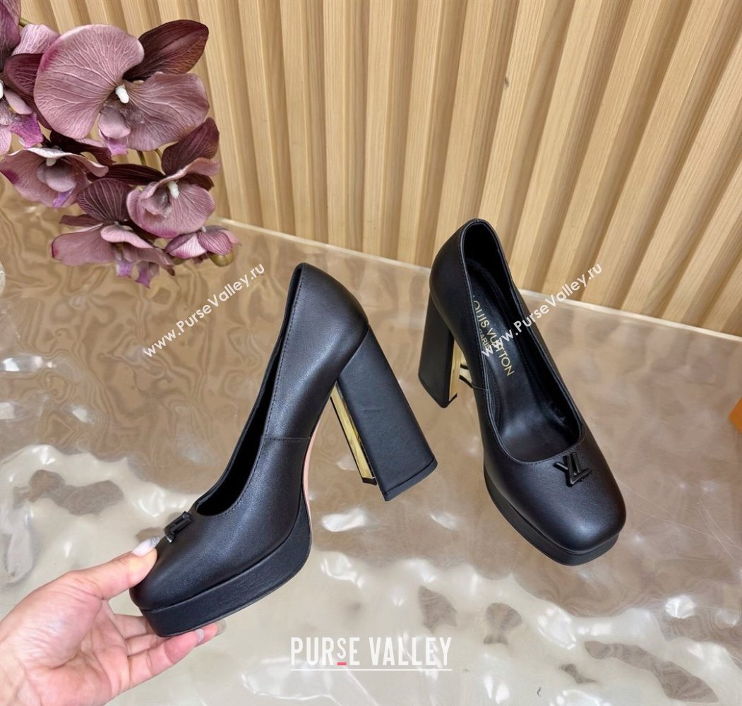 Louis Vuitton Swing Platform Pumps 11cm in Calf Leather All Black 2025 1AIDF8 (MD-251219052)