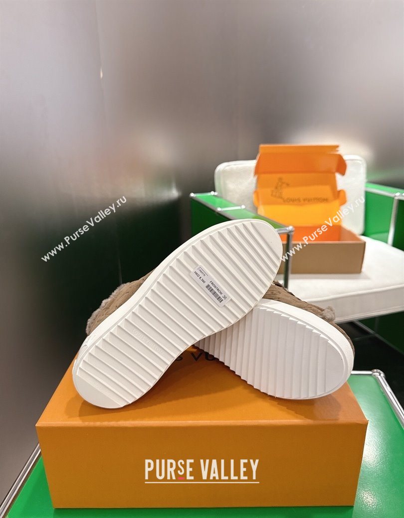 Louis Vuitton Time Out Sneakers in Monogram Embroidered Suede Dark Brown 2025 1AIDIC (MD-251219101)