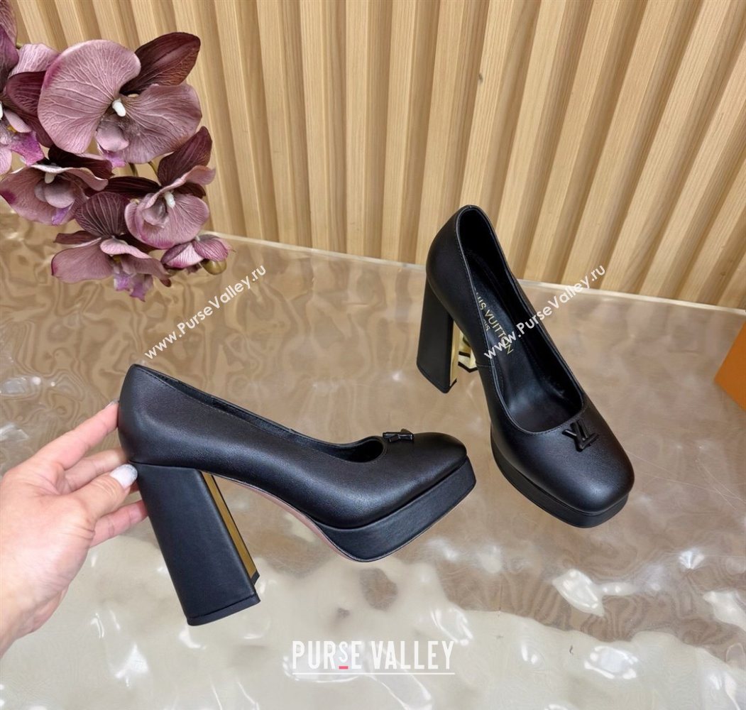 Louis Vuitton Swing Platform Pumps 11cm in Calf Leather All Black 2025 1AIDF8 (MD-251219052)