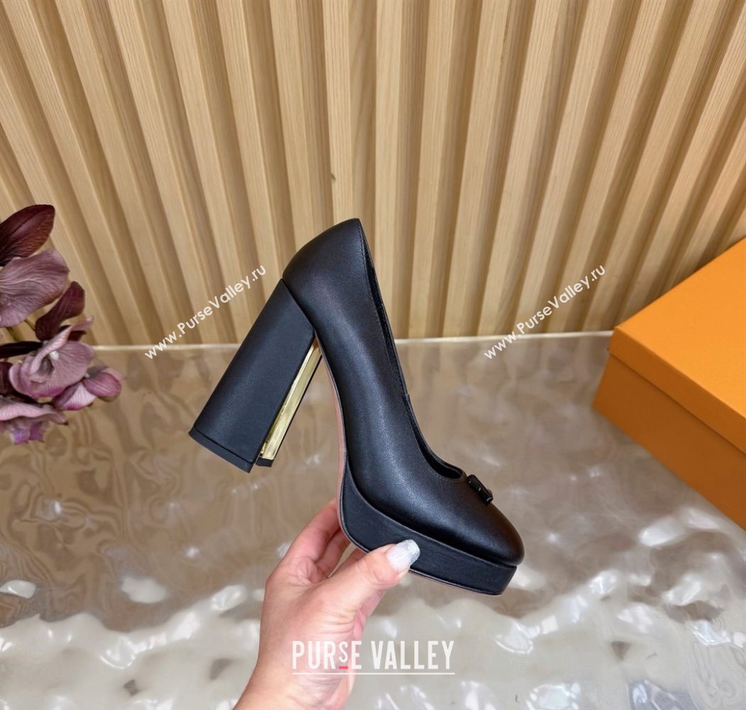 Louis Vuitton Swing Platform Pumps 11cm in Calf Leather All Black 2025 1AIDF8 (MD-251219052)