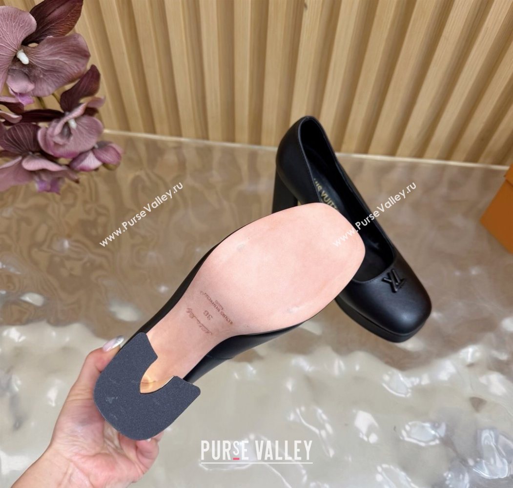 Louis Vuitton Swing Platform Pumps 11cm in Calf Leather All Black 2025 1AIDF8 (MD-251219052)