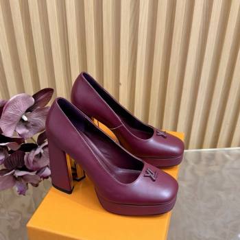 Louis Vuitton Swing Platform Pumps 11cm in Calf Leather Burgundy 2025 1AIDF8 (MD-251219053)