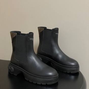 Louis Vuitton LV Squad Chelsea Ankle Boots 5cm in Calf Leather Black 2025 1AICWP (MD-251219071)