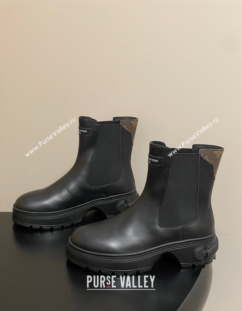 Louis Vuitton LV Squad Chelsea Ankle Boots 5cm in Calf Leather Black 2025 1AICWP (MD-251219071)