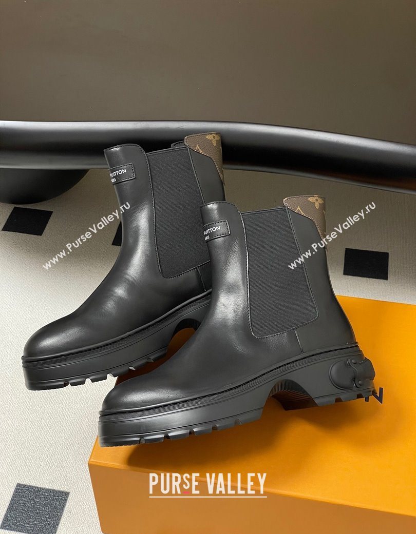 Louis Vuitton LV Squad Chelsea Ankle Boots 5cm in Calf Leather Black 2025 1AICWP (MD-251219071)