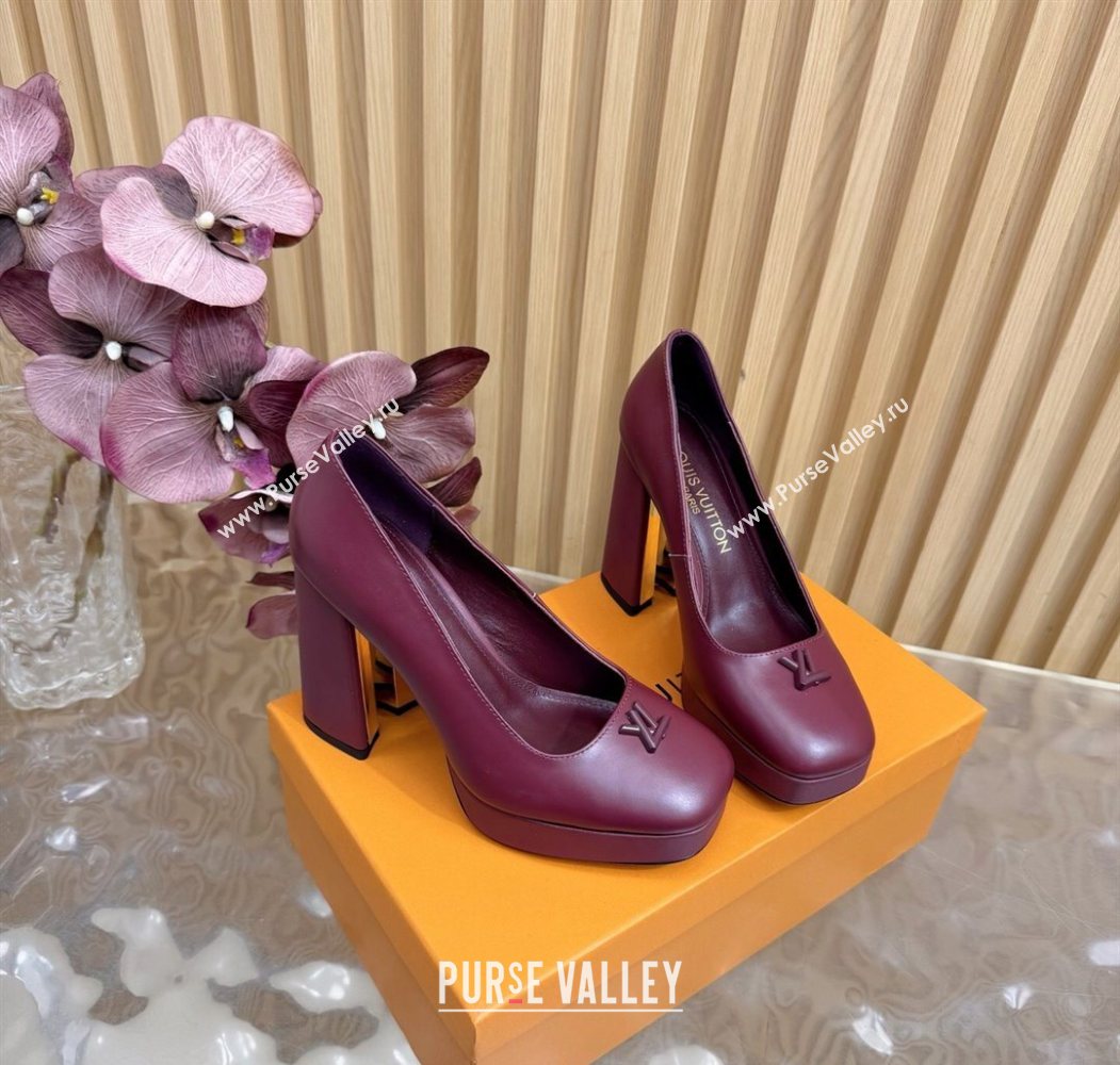 Louis Vuitton Swing Platform Pumps 11cm in Calf Leather Burgundy 2025 1AIDF8 (MD-251219053)
