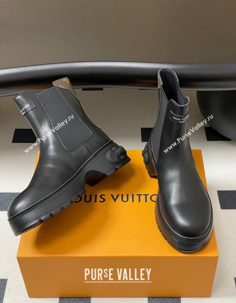 Louis Vuitton LV Squad Chelsea Ankle Boots 5cm in Calf Leather Black 2025 1AICWP (MD-251219071)