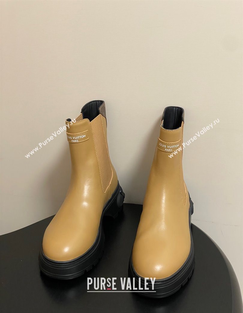 Louis Vuitton LV Squad Chelsea Ankle Boots 5cm in Calf Leather Beige 2025 1AICWP (MD-251219072)