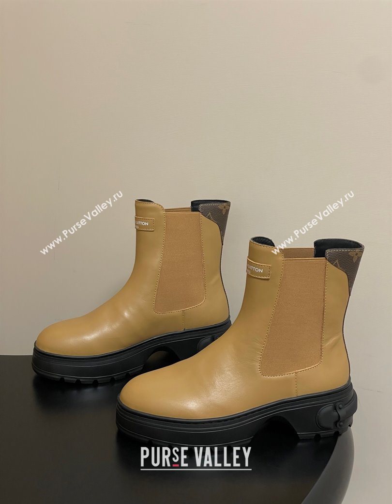 Louis Vuitton LV Squad Chelsea Ankle Boots 5cm in Calf Leather Beige 2025 1AICWP (MD-251219072)
