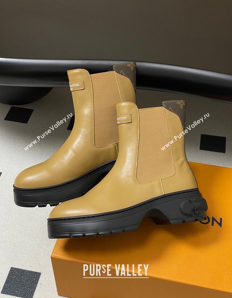 Louis Vuitton LV Squad Chelsea Ankle Boots 5cm in Calf Leather Beige 2025 1AICWP (MD-251219072)