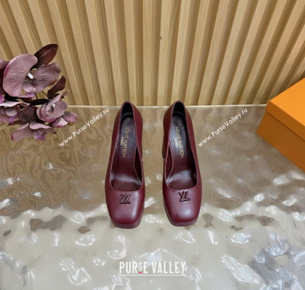 Louis Vuitton Swing Platform Pumps 11cm in Calf Leather Burgundy 2025 1AIDF8 (MD-251219053)