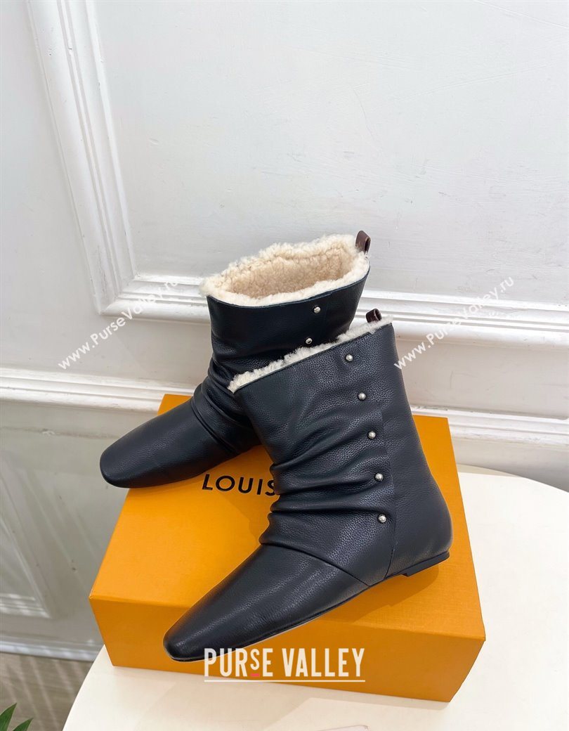 Louis Vuitton Nomad Flat Ankle Boots with Studs in Calf Leather Black 2025 1AISDM (MD-251219073)